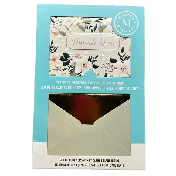 NEW Martha Stewart THANK YOU Notecards, Envelopes & Seal Stickers Set/12 - Picture 2 of 4